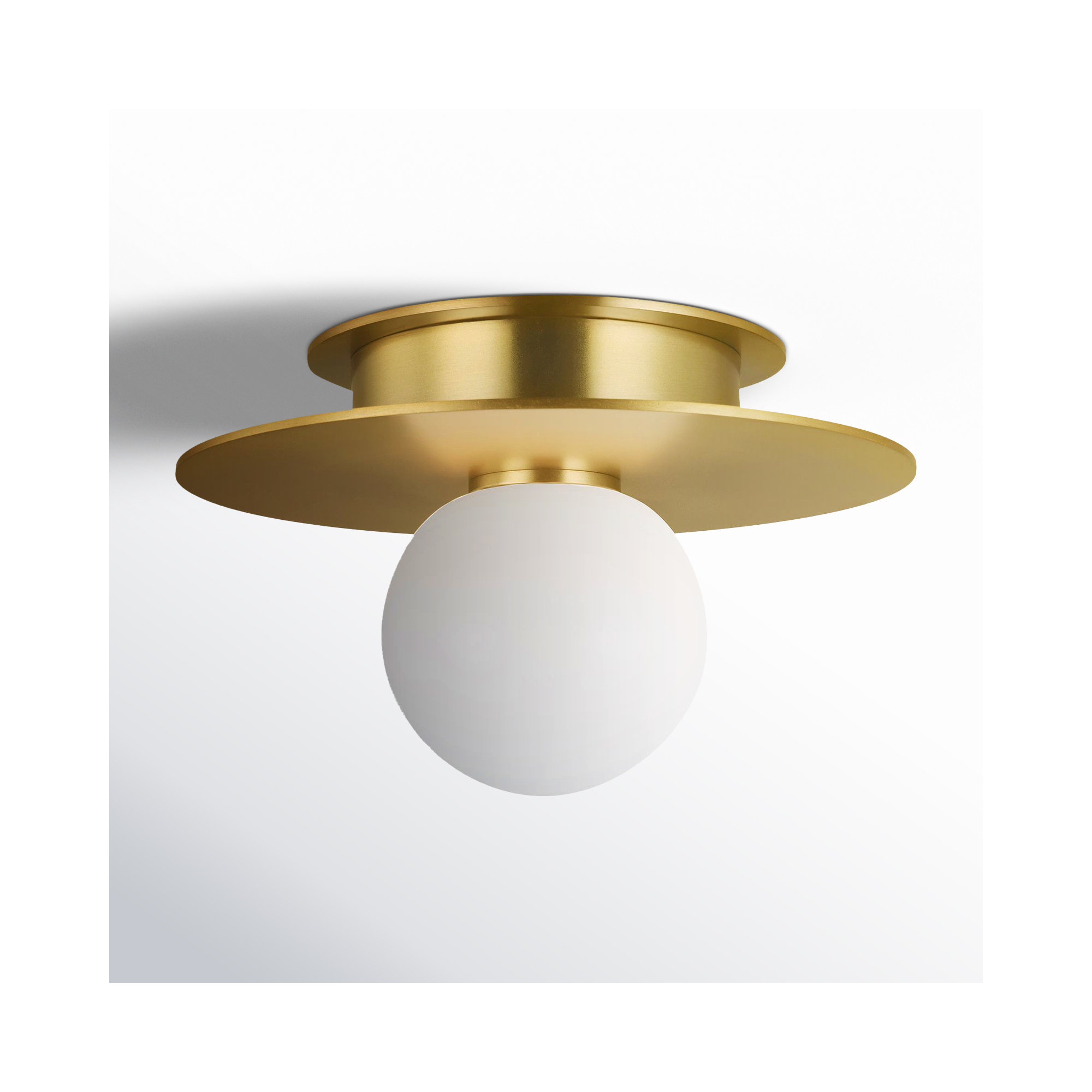 Allegra Single Light Glass Flush Mount, Burnished Brass, 4.625" H x 8" W x 8" D