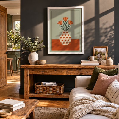 Polka Dot Vase Mid-Century - Framed Print