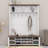 Wood Rustic Hall Tree Entryway Bench With Hooks And Adjustable Shelves-99206415