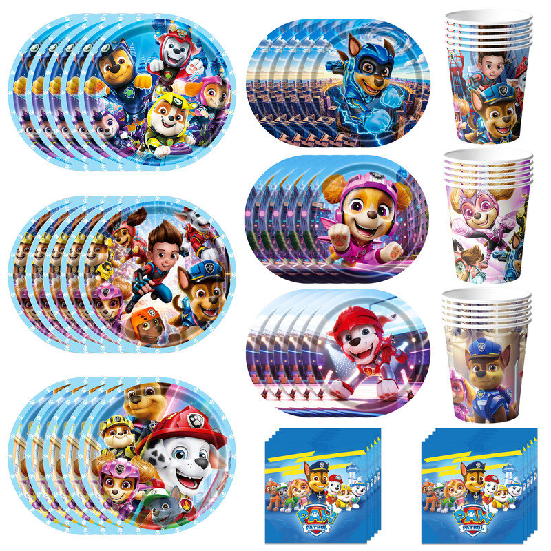 Paw Patrol Birthday Decorations,30 Guests Paw Patrol Birthday Tableware