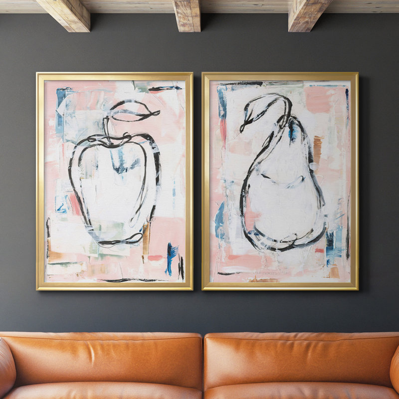 «Candied Fruit I», ensemble de 2 reproductions d'art sur toile encadrées, Or, H 24,5 po x l 37 po x P 1,25 po