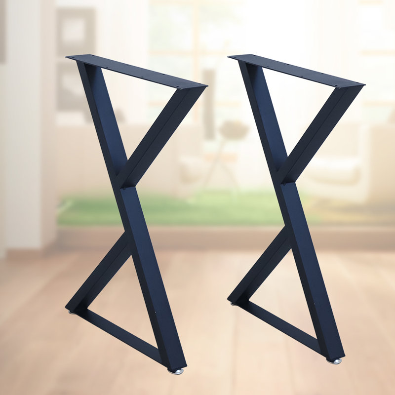 Curtsinger Modern Wrought Iron Triangle Table Legs, 28" H x 5.7" W x 5.5" D