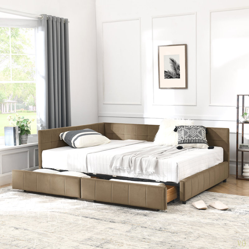 Full Size Storage Upholstered Tufted Bed Frame, Sofa Bed Frame With Comfortable Backrest And Armrests, Full Size Bed For Bedroom, Living Room,Velvet(80.5''*59''*29.5'')