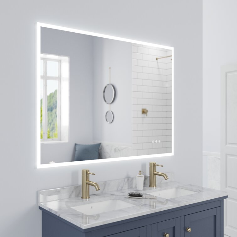 Lucent Wall Mounted LED Frameless Lighted Mirror Bathroom Mirror LUXAAR Size: 36 x 48