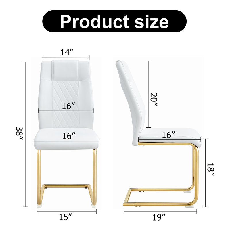 Chaises de salle à manger élégantes Eirene avec cuir ergonomique et pieds en métal