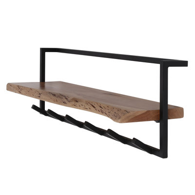 Solid Wood 6 - Hook Wall Mounted Coat Rack with Storage