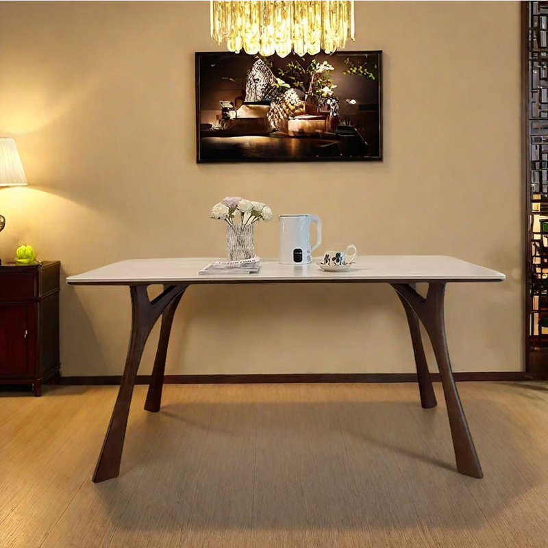Sintered stone unique simple dining table, 29.53" H x 59.06" L x 31.5" W