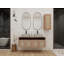 Meuble-lavabo 48 po avec lavabo d'art 2 en céramique et armoire latérale, 4 portes à fermeture douce, montage flottant, contreplaqué (emballage KD)-1800331618