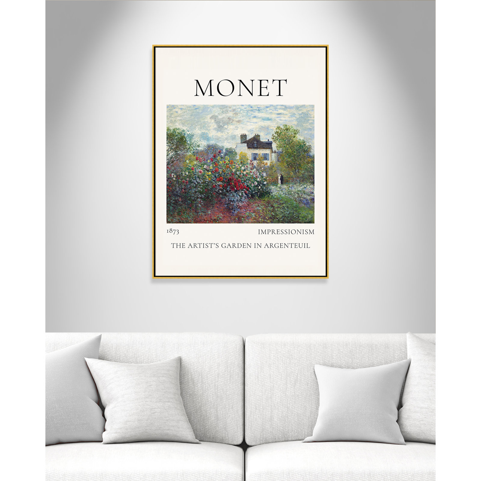 Rocchetto "Artists Garden in Argenteuil" Print, Gold Floater Frame, No, 49.5" H x 37.5" W x 2" D