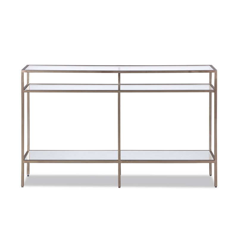 Oliver 51'' W Glass Console Table, Antique Silver