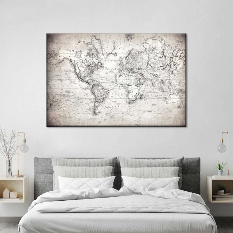 Impression sur toile Simple World Map, H 16 po x l 24 po x P 1,25 po
