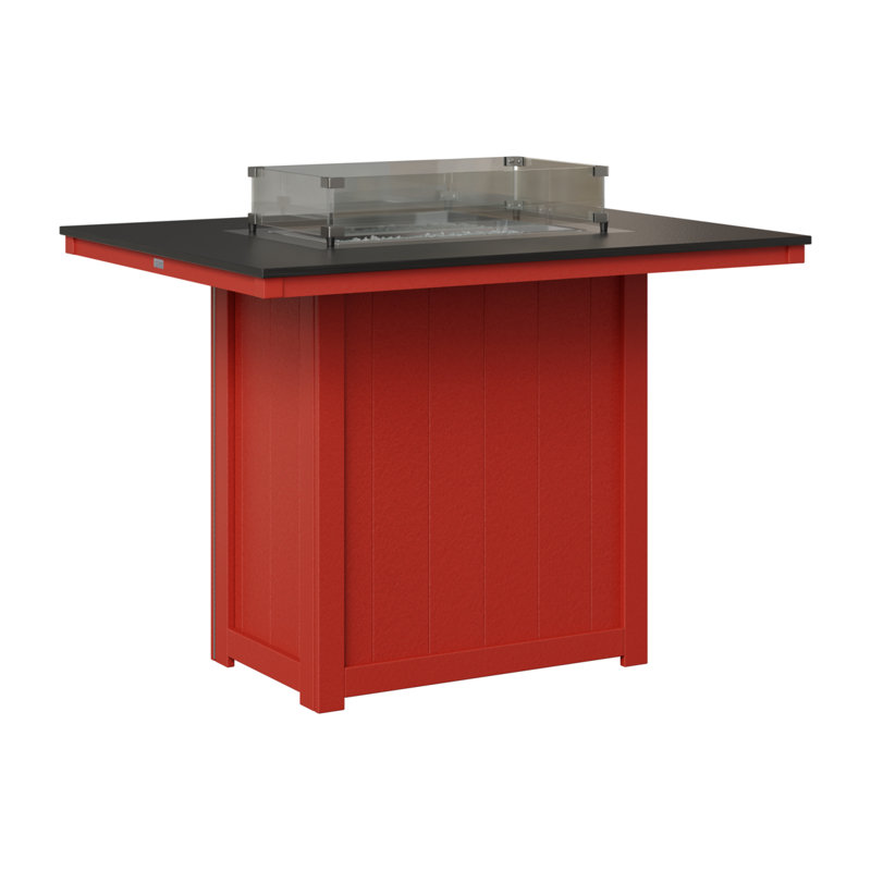 Foyer de table berlinois Donoma, H 39 po x l 41 po x P 54 po, Plateau martelé noir avec base rouge écarlate