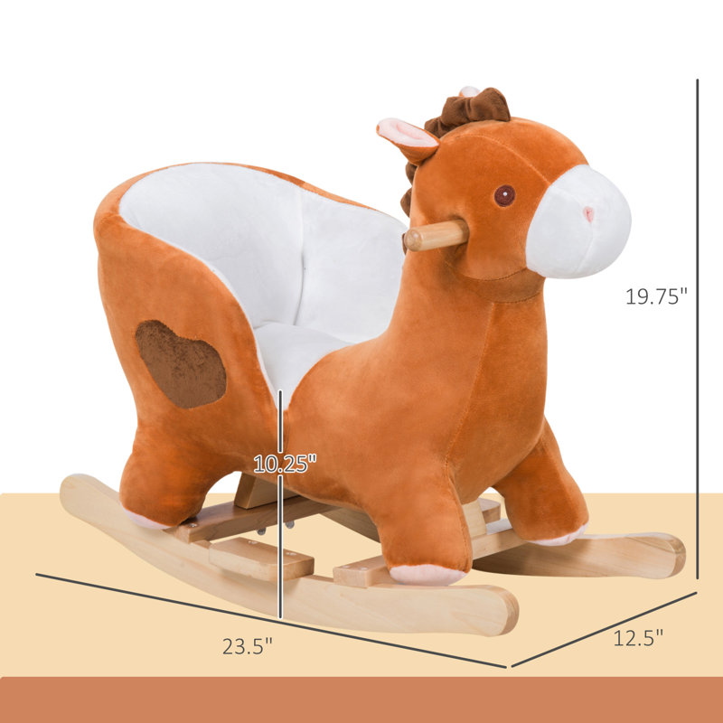 Kids Plush Sturdy Ride on Rocking Horse