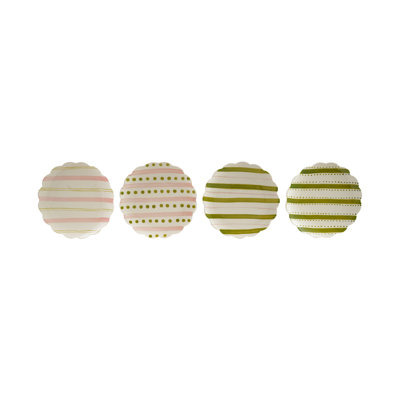 Hand-Painted Stoneware Scalloped Plate with Striped Pattern