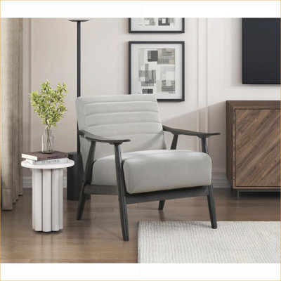 Fauteuil d'appoint décontracté pour adultes, revêtement en tissu de couleur perle, structure en bois massif gris anthracite, sièges d'appoint de salon