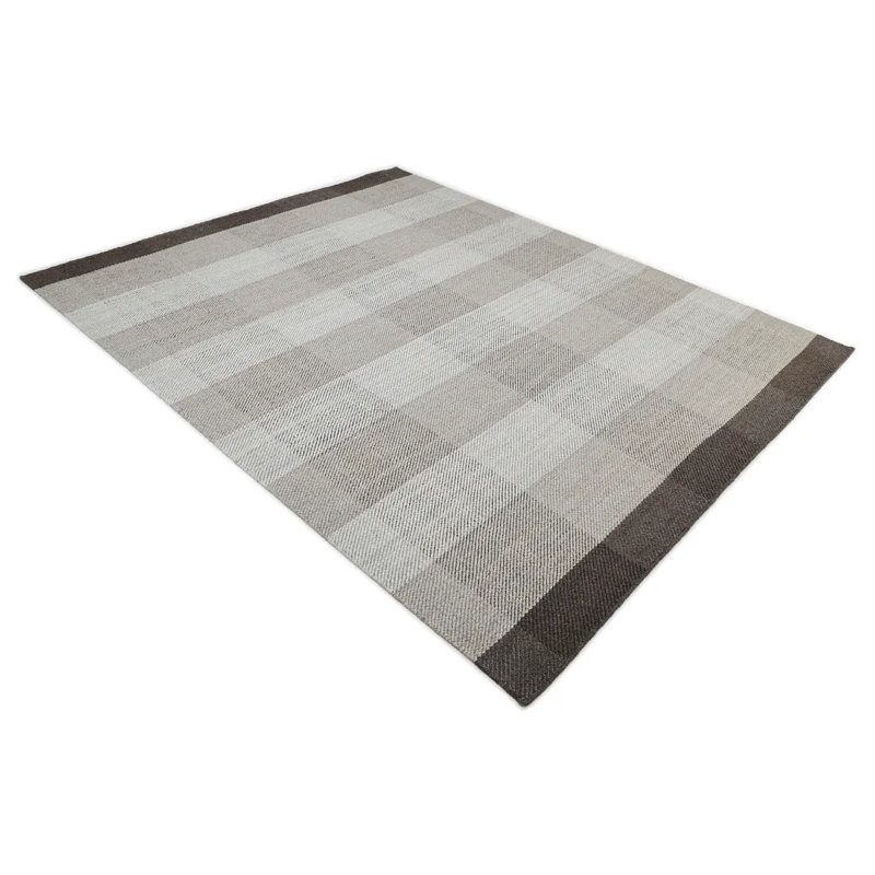 Carrie Hand Knotted Tencel Geometric Area Rug in Brown/Gray/White, Rectangle 5' x 8'