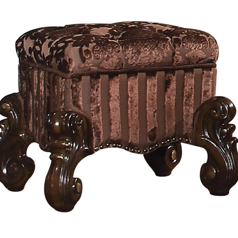 Élégant tabouret de coiffeuse rectangulaire brun avec garniture cloutée 22 po
