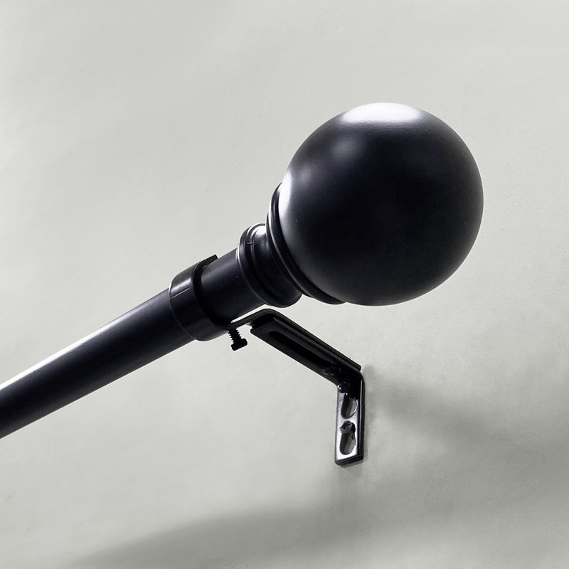 Ensemble de tringle à rideaux simple réglable en nickel brossé 1 po, Noir mat