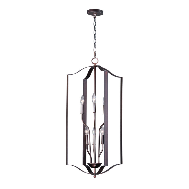 Lustre géométrique à 6 lumières Albano, Bronze huilé