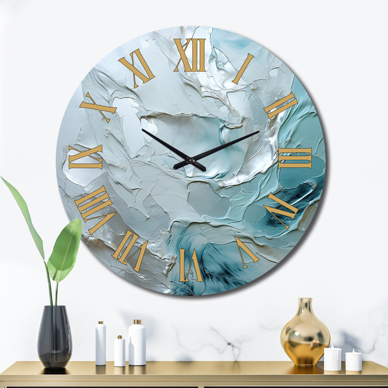 Horloge murale argentée, Très grand