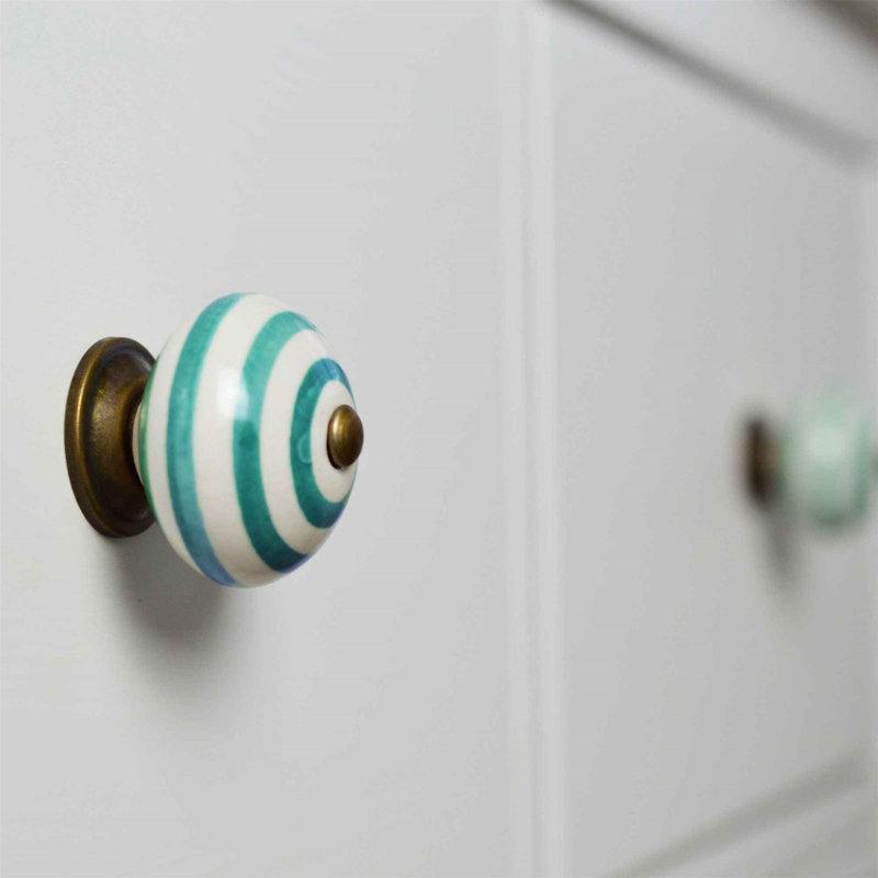 Nicola Spring - Round Ceramic Cabinet Knobs, Turquoise