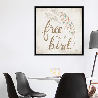 « free as a oiseau beige », art textuel sur toile