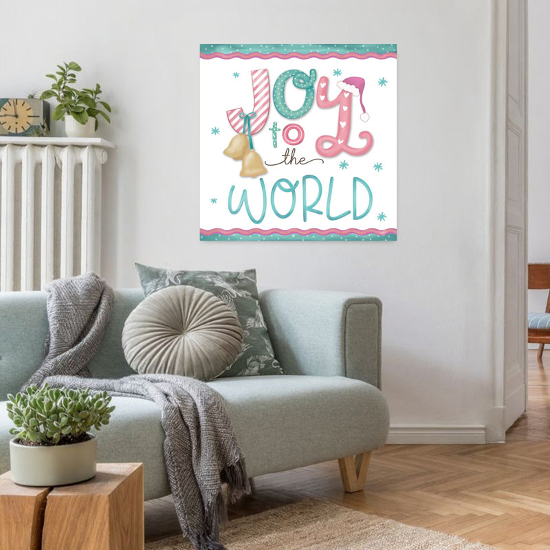 «Joy To The World», art abstrait contemporain hivernal, 32" H x 32" W