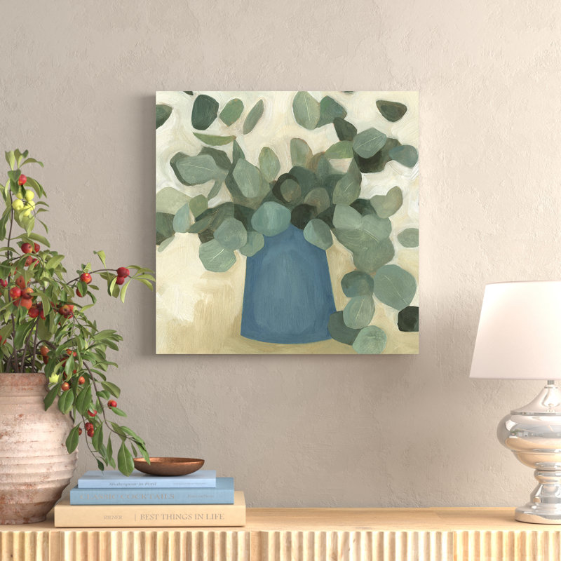 Greenery Still Life VI by Emma Scarvey - Painting, 30cm H x 30cm W, Wrapped Canvas