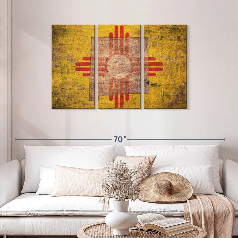 Borges State Map Over New Mexico Flag, 28" H x 45" W