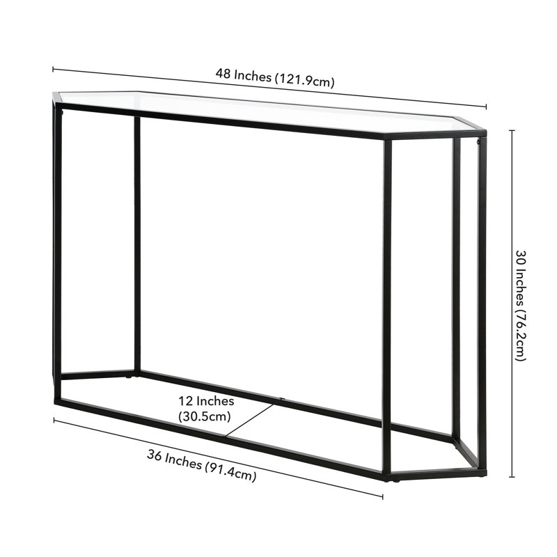 121.9cm Glass Top Console Table, Blackened Bronze
