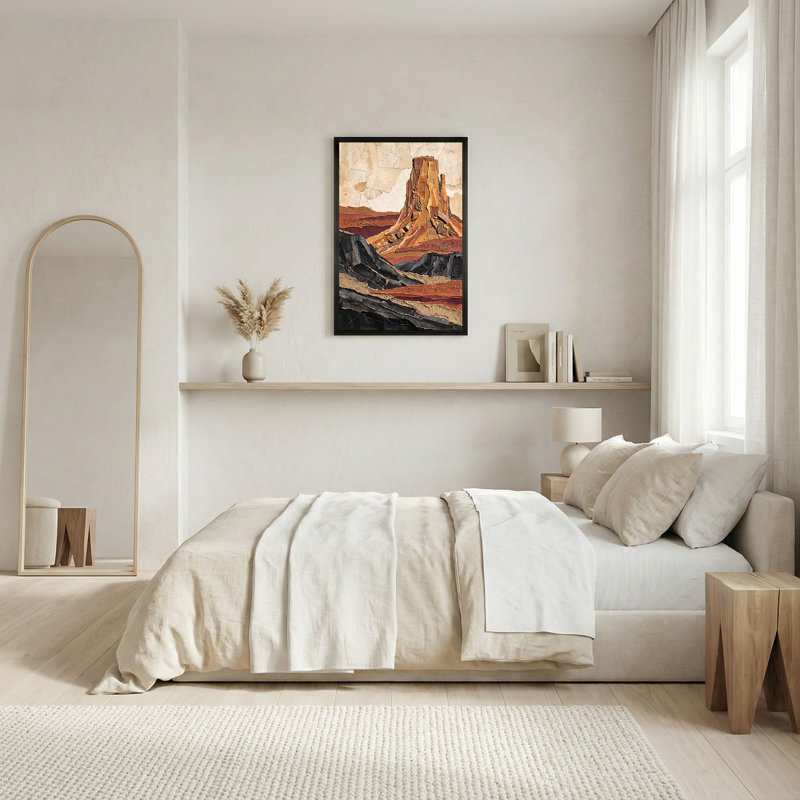 «Layered Rock Formation in Earth Tones», art mural sur toile de style collage, H 18 po x l 12 po