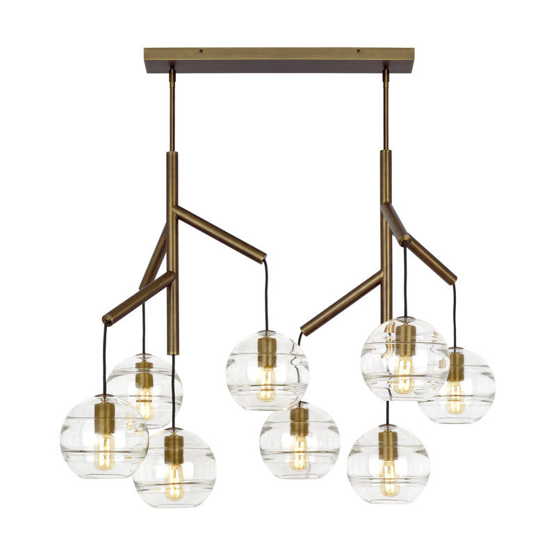 Sedona 8 - Light Chandelier, Aged Brass, Clear, Yes