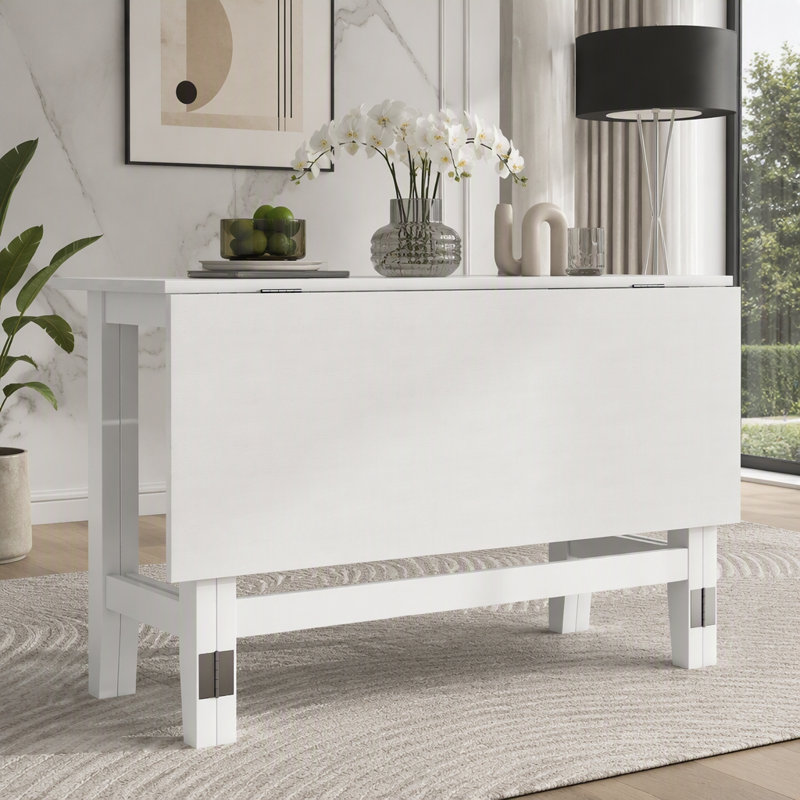 Extendable Drop-Leaf Dining Table, White