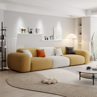 Modern and Simple Cream-style Three-seater Sofa