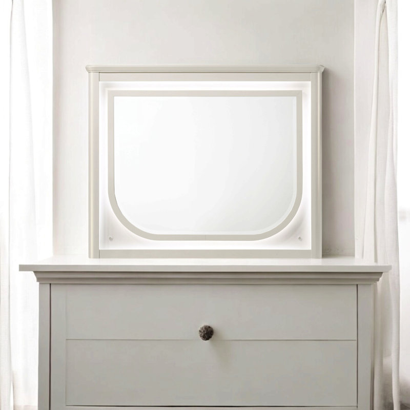 Pearl White Finish Mirror W/Led