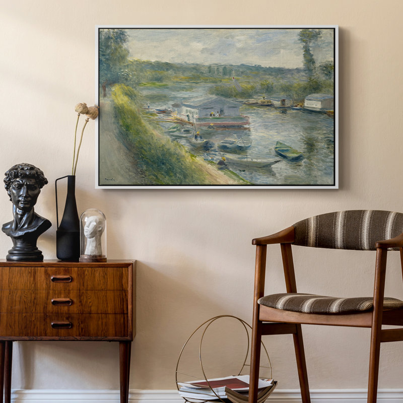Lavoir à bateau à Bas-Meudon, v. 1874 - Pierre-Auguste Renoir, toile tendue avec châssis, 24 po x 36 po, White