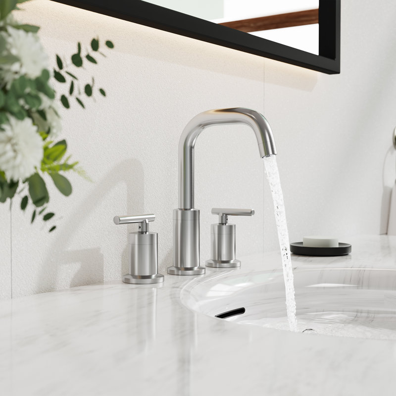 Robinet de salle de bain à large entraxe avec bonde, Argent