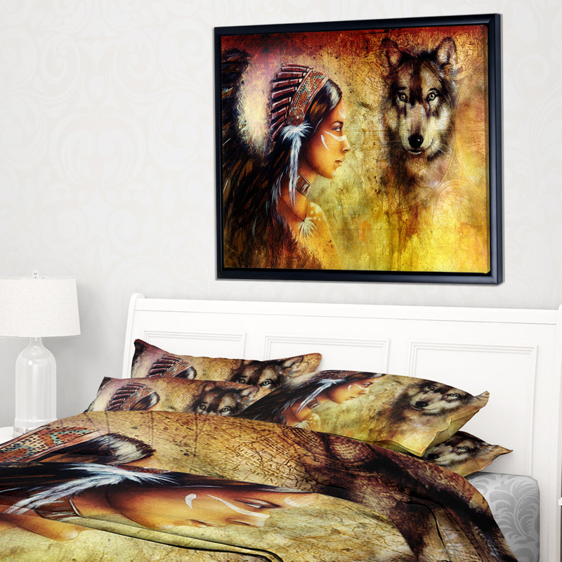 Portrait de loup - reproduction d'impression, H 16 po x l 32 po x P 1 po, Toile avec cadre flottant