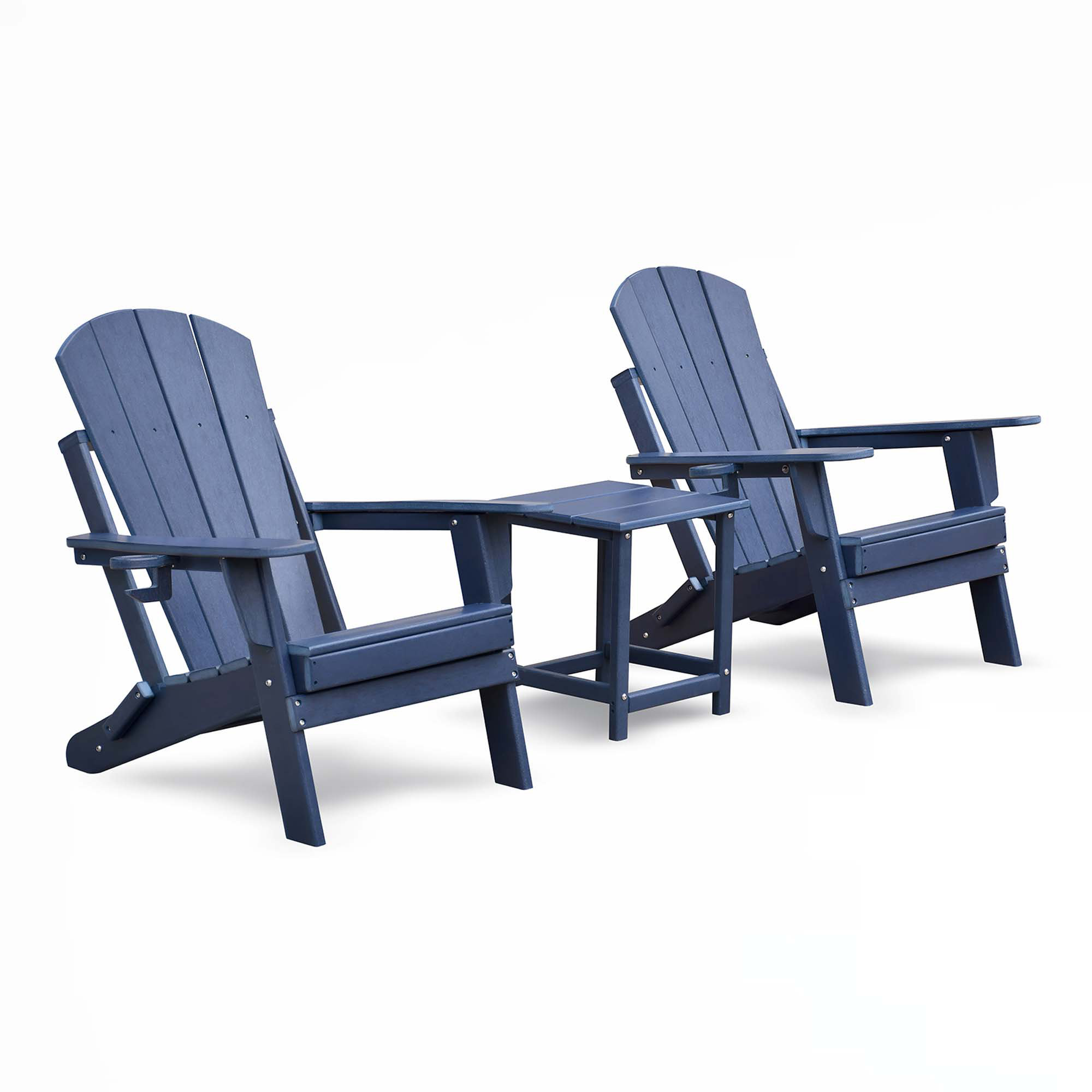 Dovecove Dorlean Outdoor High Density Polyethylene (HDPE) Folding Adirondack Chair with Table