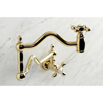 Kingston Brass Heritage Two-Handle 1-Hole Wall Mount Pot Filler Faucet