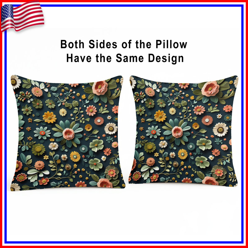 Coussin Floral, 16 po x 16 po