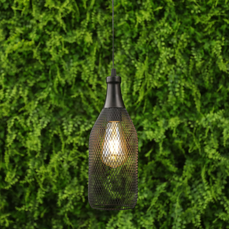 12.5'' Metal Black Battery Powered Decorative Pendant Lamp