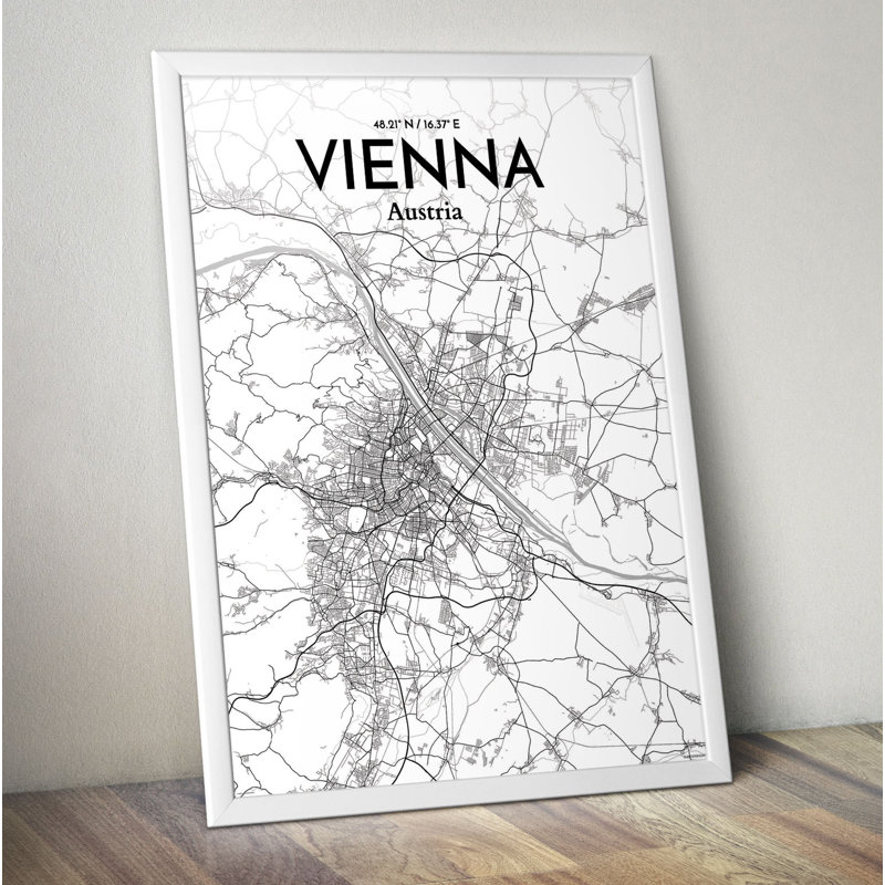Vienna City Map - No Frame Print, 91.4cm H x 61cm W x 0.13cm D