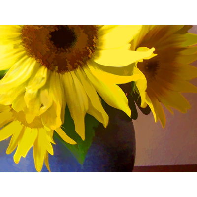 Sunflowers with Blue Vase Photographic Print