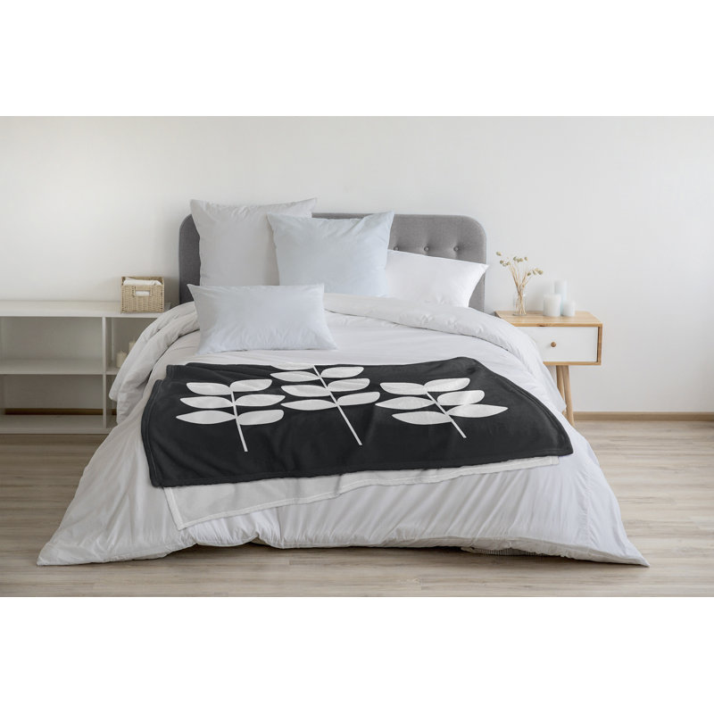 Botanical Blooms Fleece Throw Blanket, 60" W x 80" L, Gray, 1.95