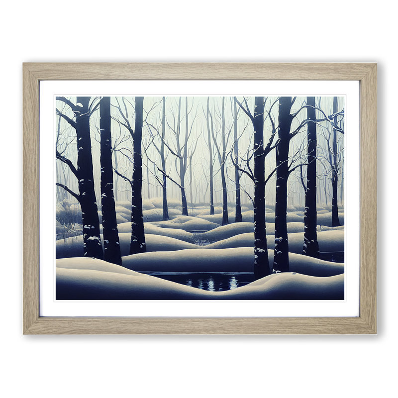 XH1022-10200X Winter Forest Vol.7 1 Piece Single Picture Frame Painting, 25cm H x 34cm W x 2cm D, Oak