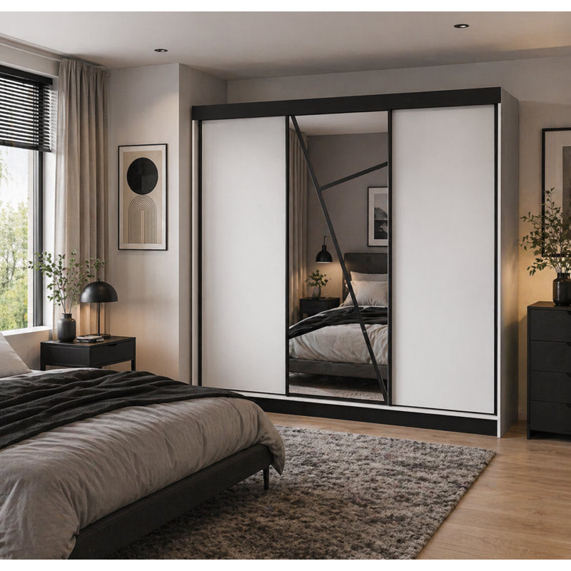 Annelijn 3 Door Wardrobe, 205cm H x 200cm W x 60cm D, White