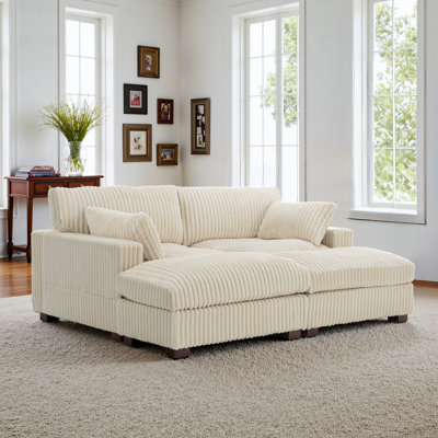 4-Piece Flannel Sectional Sofa