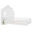Lit plateforme double pleine grandeur avec fenêtre, tablettes, tiroirs, port et prises USB, blanc