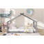 Lit double en bois, gris